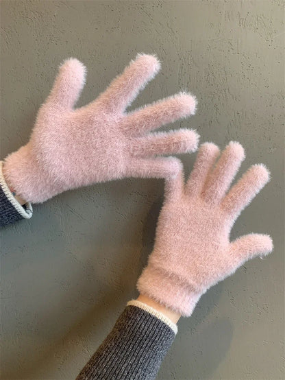 Mink Velvet Winter Gloves – Plush Warm Street Style