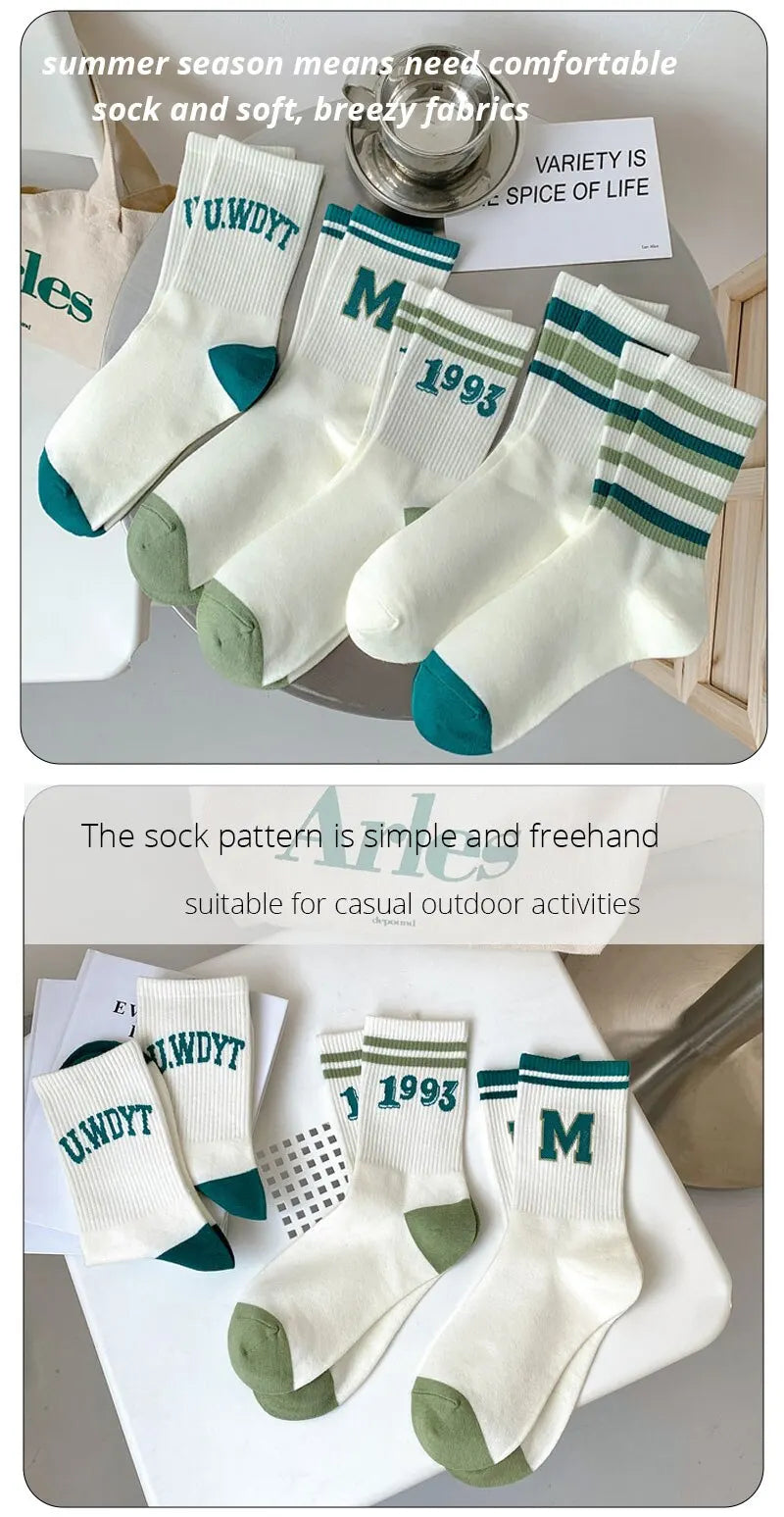 DRAVEN — 5 Pairs Women's Striped Socks – Cute Harajuku Street Style