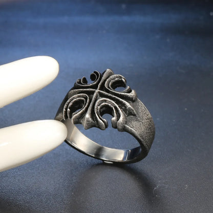 Retro Titanium Steel Cross Ring – Elegant Men's Accessory | Accessorio Uomo Elegante