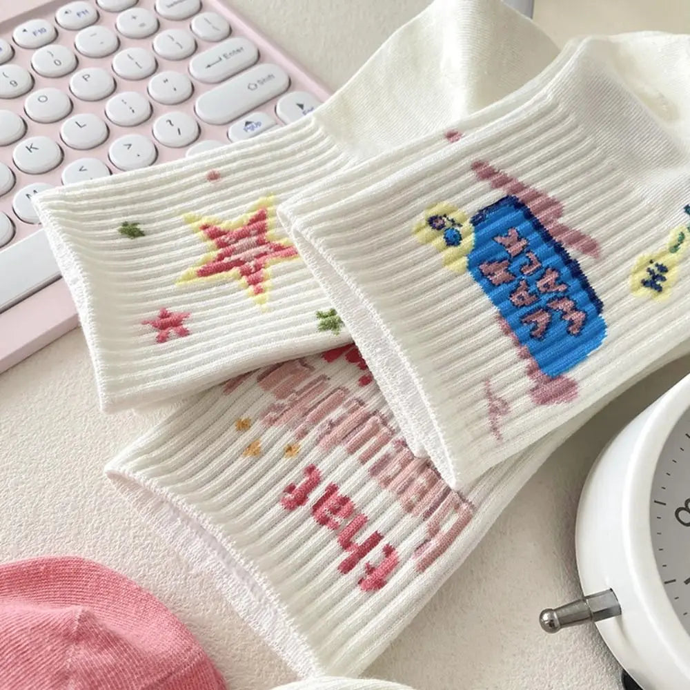 DRAVEN — Y2K Flower Ankle Socks – Unisex Retro Street Style