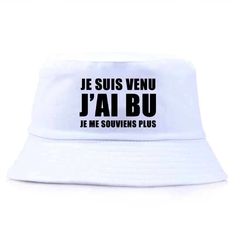 DRAVEN — Reversible “Je Suis Venu J’ai Bu” Bucket Hat – Trendy Summer Style