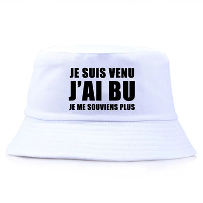 Reversible “Je Suis Venu J’ai Bu” Bucket Hat – Trendy Summer Style