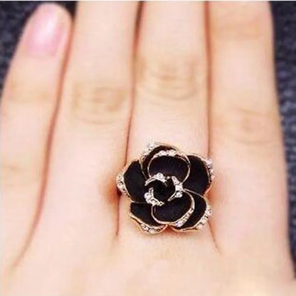 Black Rose Adjustable Flower Ring – Elegant Men's Accessory | Accessorio Uomo Elegante
