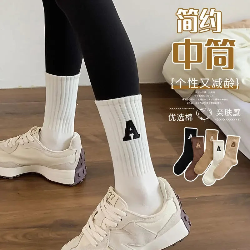 DRAVEN — Women's Kawaii Letter A Socks – Warm Korean Style