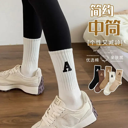 Women's Kawaii Letter A Socks – Warm Korean Style