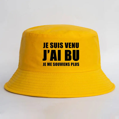 Reversible “Je Suis Venu J’ai Bu” Bucket Hat – Trendy Summer Style