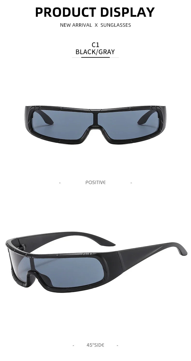 Monoblock Wrap Sunglasses – Futuristic Punk Style – Elegant Men's Accessory | Accessorio Uomo Elegante