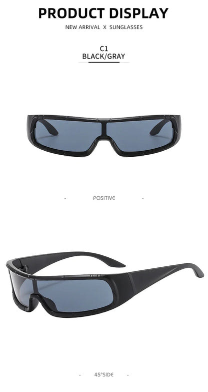 Monoblock Wrap Sunglasses – Futuristic Punk Style – Elegant Men's Accessory | Accessorio Uomo Elegante
