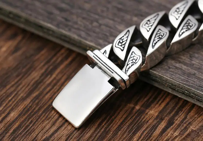 Retro 925 Silver Chain Bracelet – Elegant Men's Accessory | Accessorio Uomo Elegante