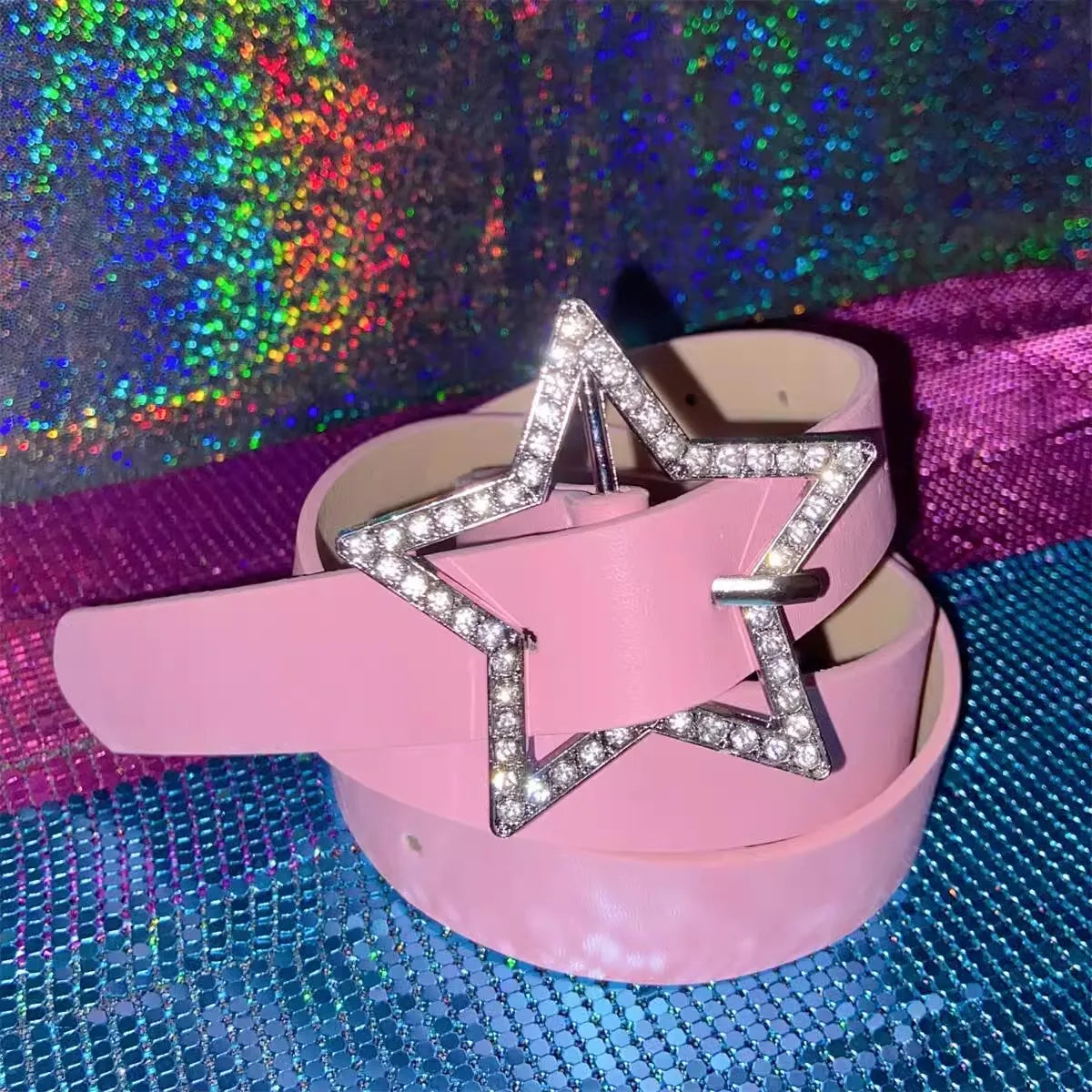 DRAVEN — Kawaii Pink Y2K Star Belt Women Adjustable PU Leather