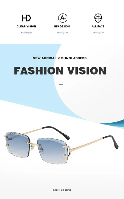 Square Rimless Sunglasses – High-Grade Metal Design – Elegant Men's Accessory | Accessorio Uomo Elegante