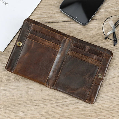 Genuine Leather Short Wallet Men Soft Card Holder