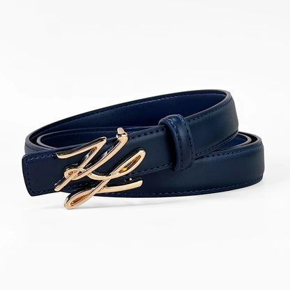 Women's PU Leather Belt Linear Letter Alloy Buckle – Elegant Men's Accessory | Accessorio Uomo Elegante