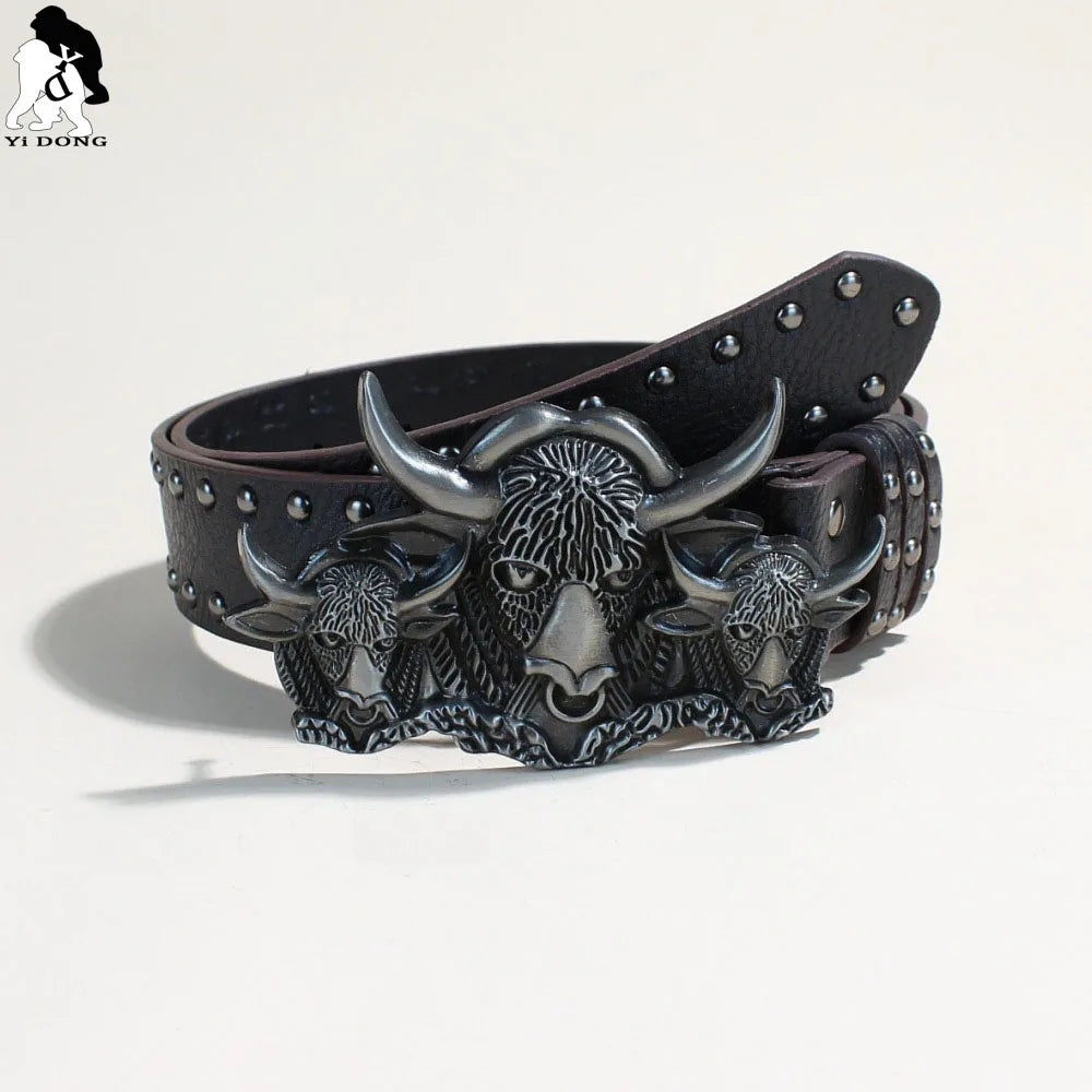 Gothic Y2K Rivet Belt Unisex Punk Skeleton Design – Elegant Men's Accessory | Accessorio Uomo Elegante