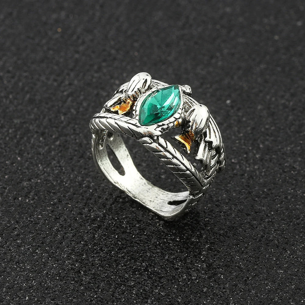 Lord of Barahir Green Crystal Ring – Elegant Men's Accessory | Accessorio Uomo Elegante