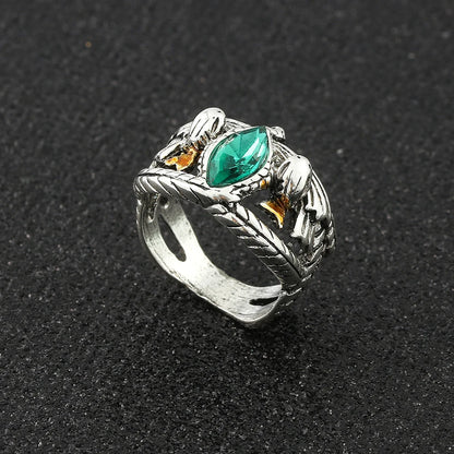 Lord of Barahir Green Crystal Ring – Elegant Men's Accessory | Accessorio Uomo Elegante