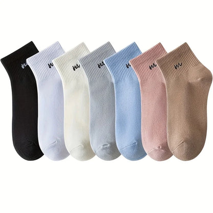 5 Pairs Letter Print Short Socks – Soft Breathable Design