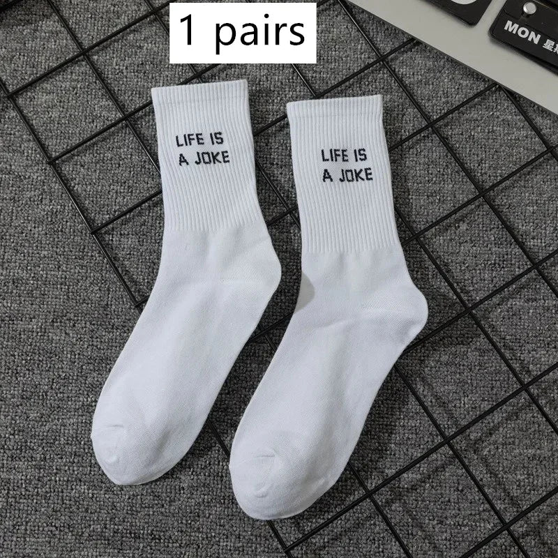 DRAVEN — Unisex Letter Street Socks – White College Style