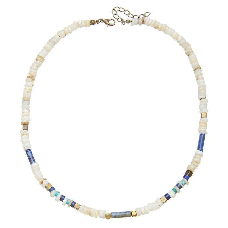 DRAVEN — Natural Stone Beaded Necklace – Vintage Geometric Pendant Jewelry for Men