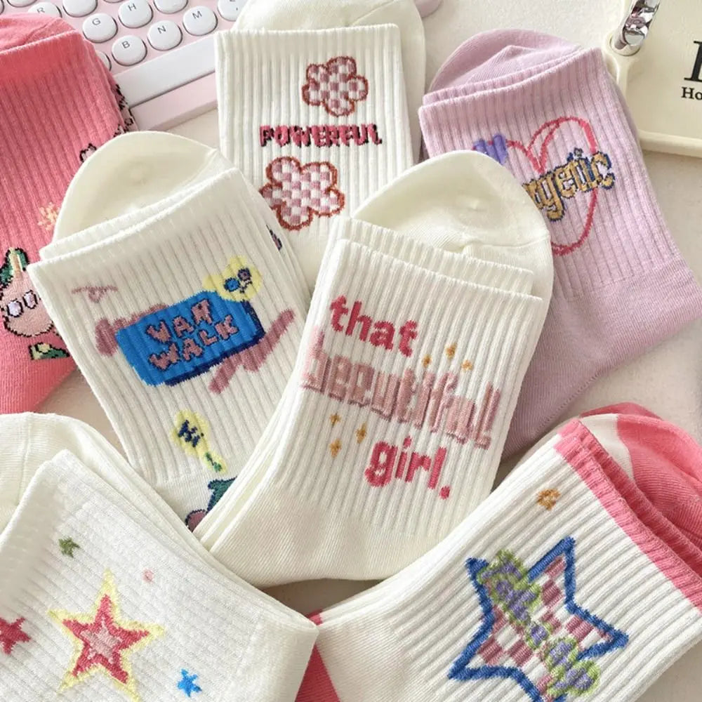 DRAVEN — Y2K Flower Ankle Socks – Unisex Street Cartoon Style