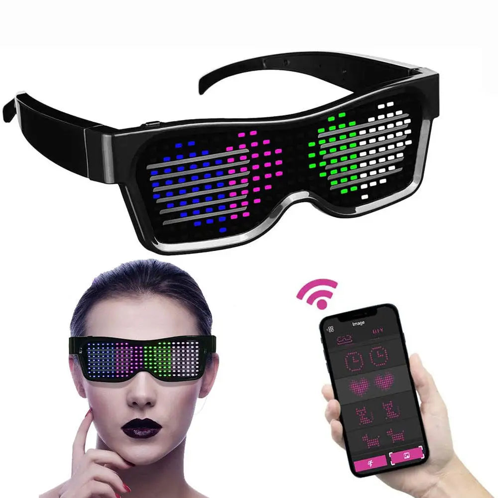 DRAVEN — Programmable LED Text Sunglasses – Graffiti Party Style