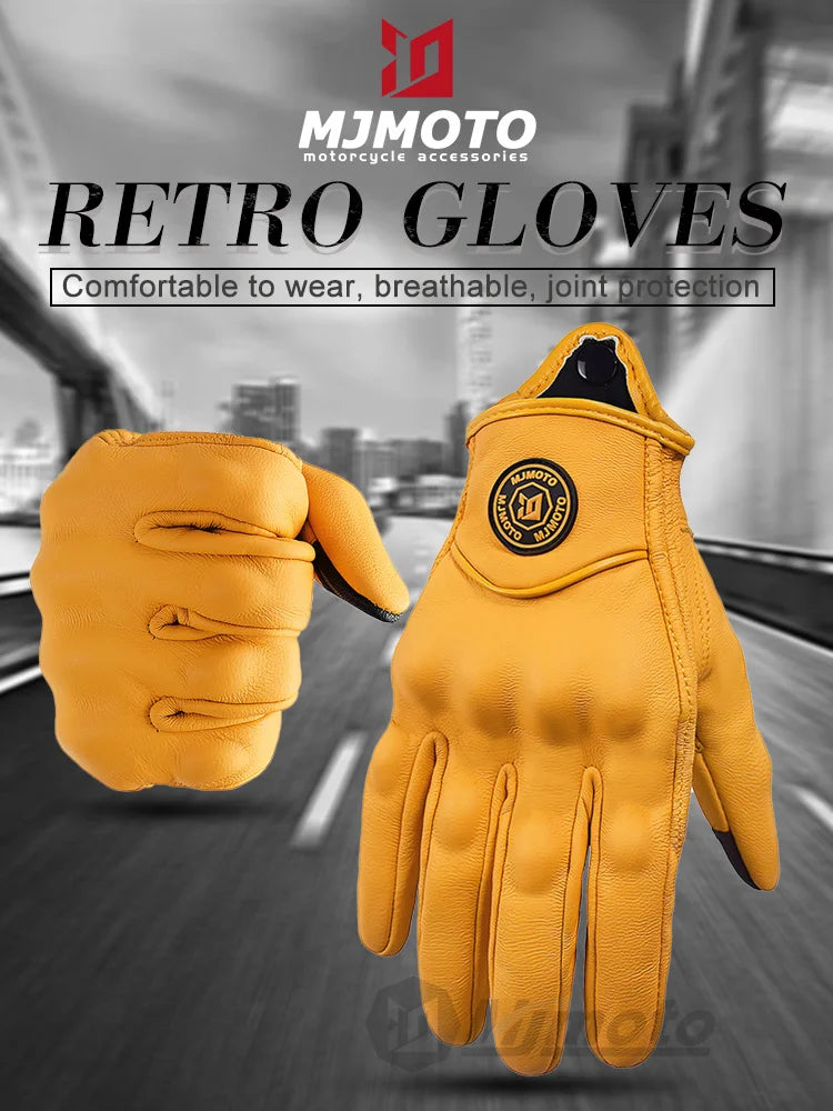 DRAVEN — Retro Leather Motorcycle Gloves – Unisex Summer Biker Style