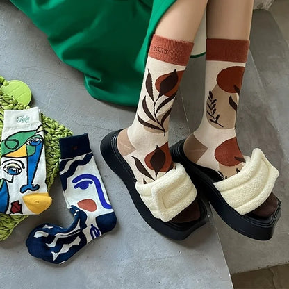 Abstract Print Mid Tube Socks – Trendy Unisex Graffiti Style