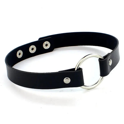 Black Layered PU Leather Choker – Gothic Punk Necklace for Men and Women