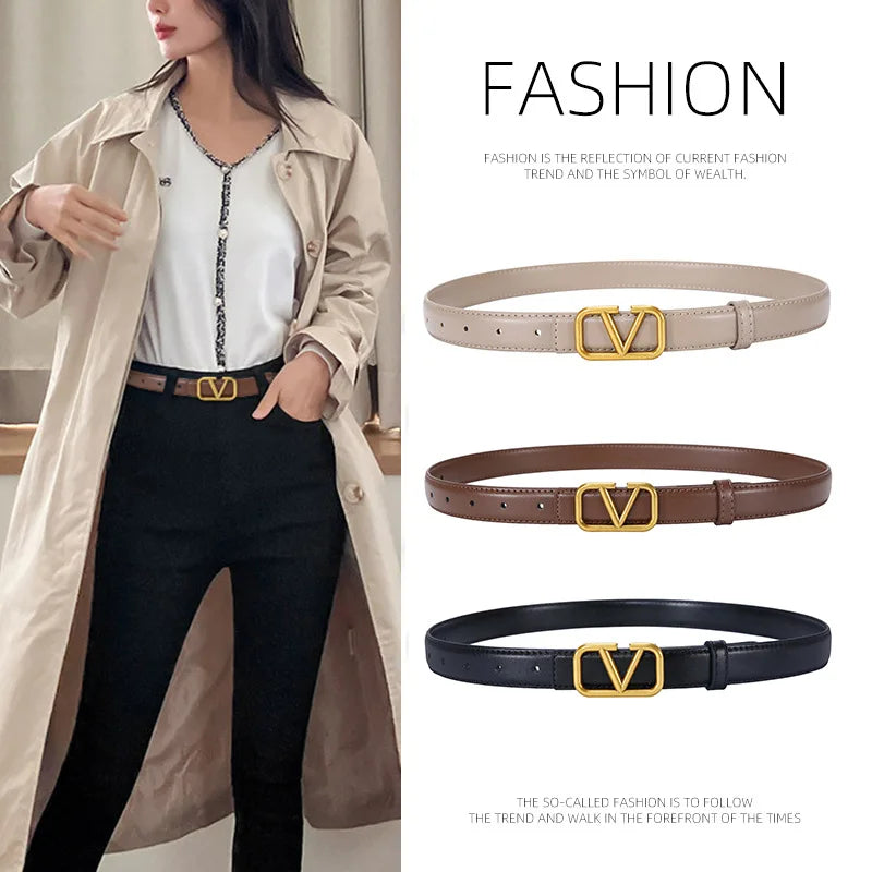 DRAVEN — Light Luxury Leather Belt Women 2025 Smooth Buckle