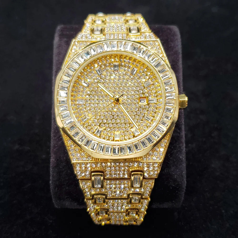 Golden Dynasty – Men’s 18K Gold-Plated Luxury Watch with Crystal Detailing – Elegant Men's Accessory | Accessorio Uomo Elegante