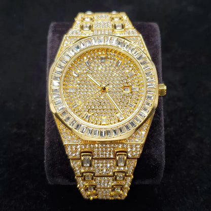 Golden Dynasty – Men’s 18K Gold-Plated Luxury Watch with Crystal Detailing – Elegant Men's Accessory | Accessorio Uomo Elegante