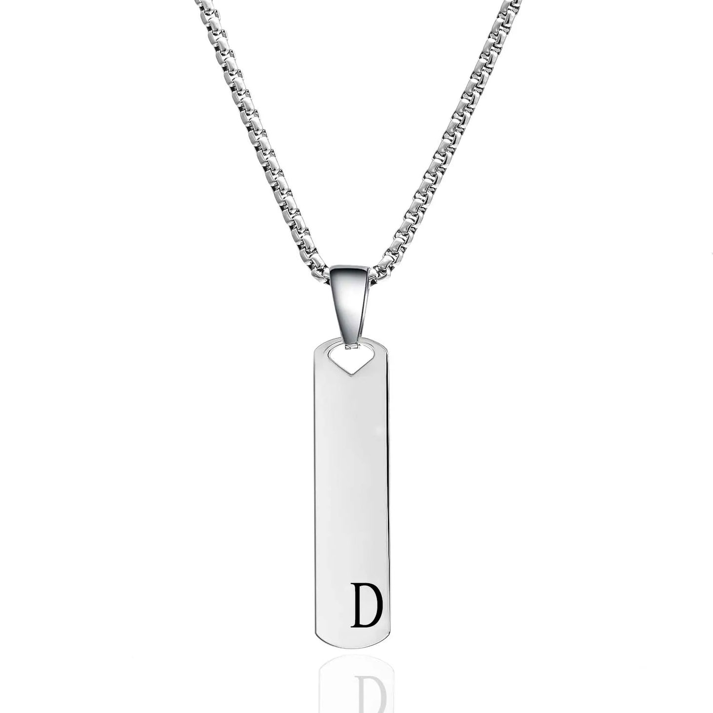 DRAVEN — Stainless Steel Initial Bar Necklace – A–Z Alphabet Pendant Jewelry for Men and Women