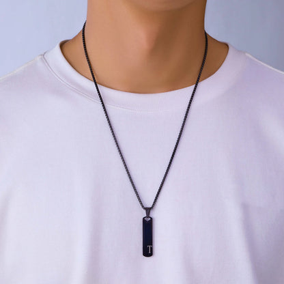 Stainless Steel Initial Bar Necklace – A–Z Alphabet Pendant Jewelry for Men and Women – Elegant Men's Accessory | Accessorio Uomo Elegante