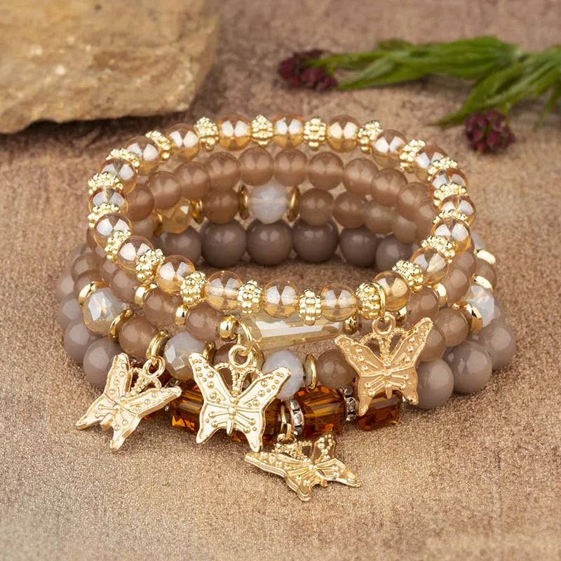 DRAVEN — 4-Piece Butterfly Beaded Bracelet Set