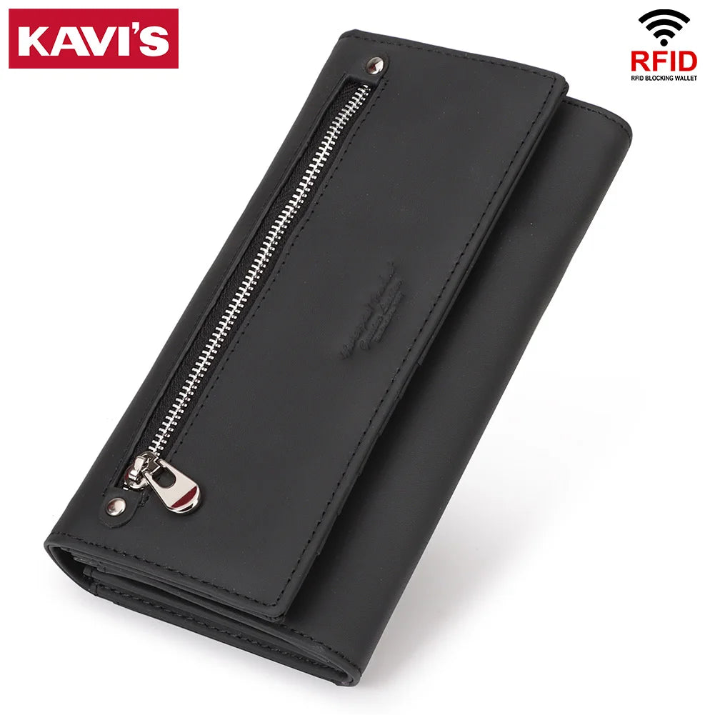 DRAVEN — Luxury Leather Wallet Women RFID Phone Handbag Coin Purse