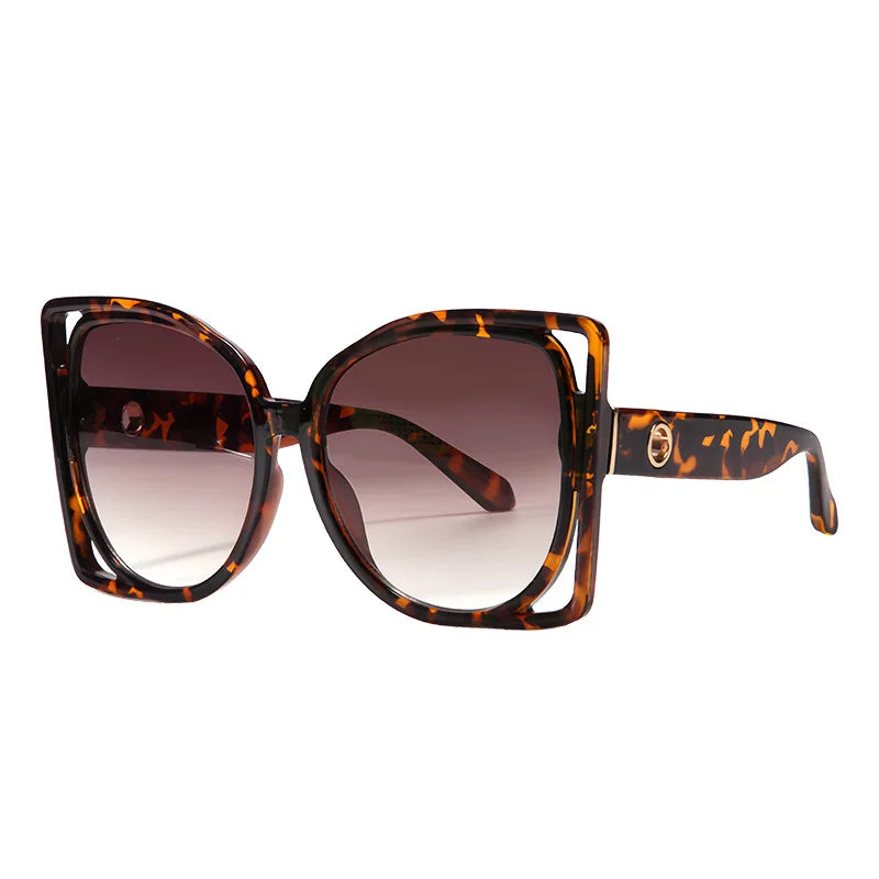 DRAVEN — Oversized Square Sunglasses – Leopard Gradient Design