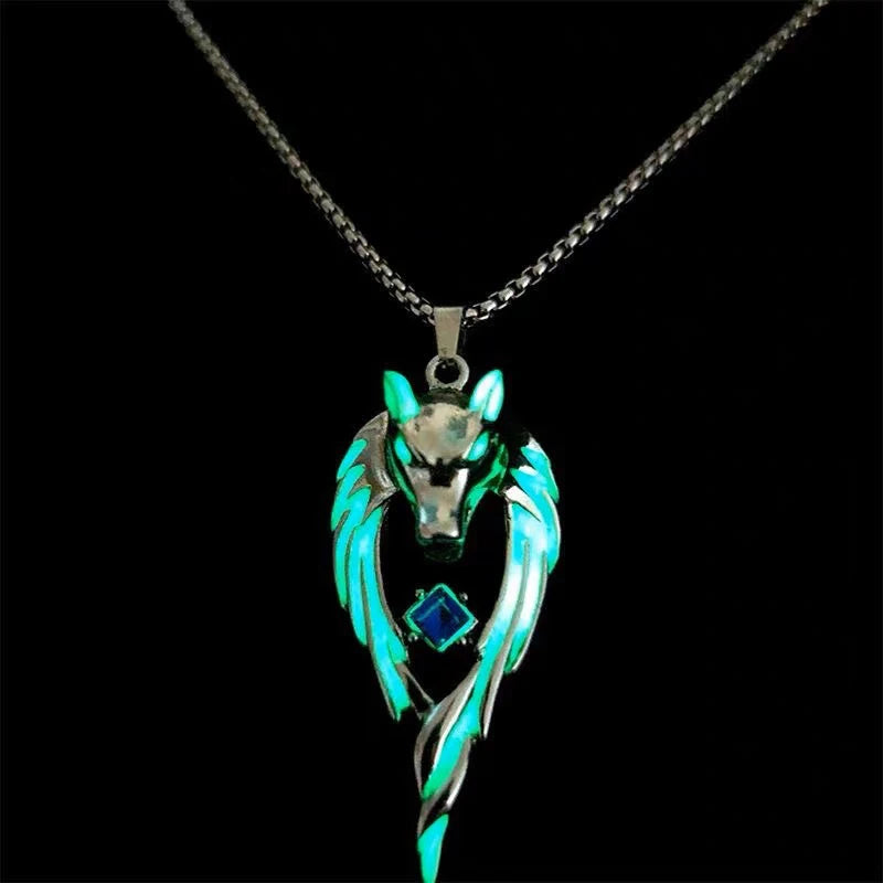 DRAVEN — Glowing Wolf Pendant Necklace – Vintage Punk  Jewelry for Men