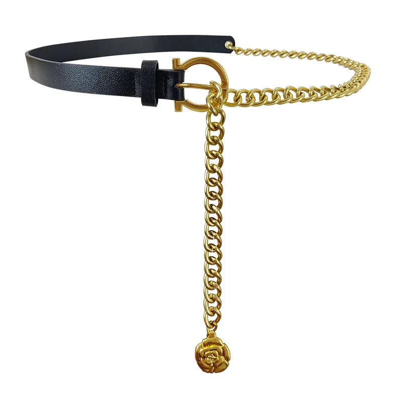 DRAVEN — Luxury Gold Chain Belt Women Floral Adjustable Design