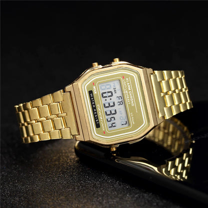 Neo Pulse – 2025 Unisex Digital LED Watch in Gold Finish – Elegant Men's Accessory | Accessorio Uomo Elegante