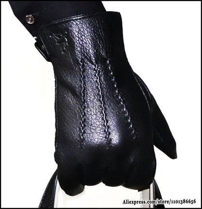 High-End Deerskin Leather Gloves – Unisex Luxury Winter Style