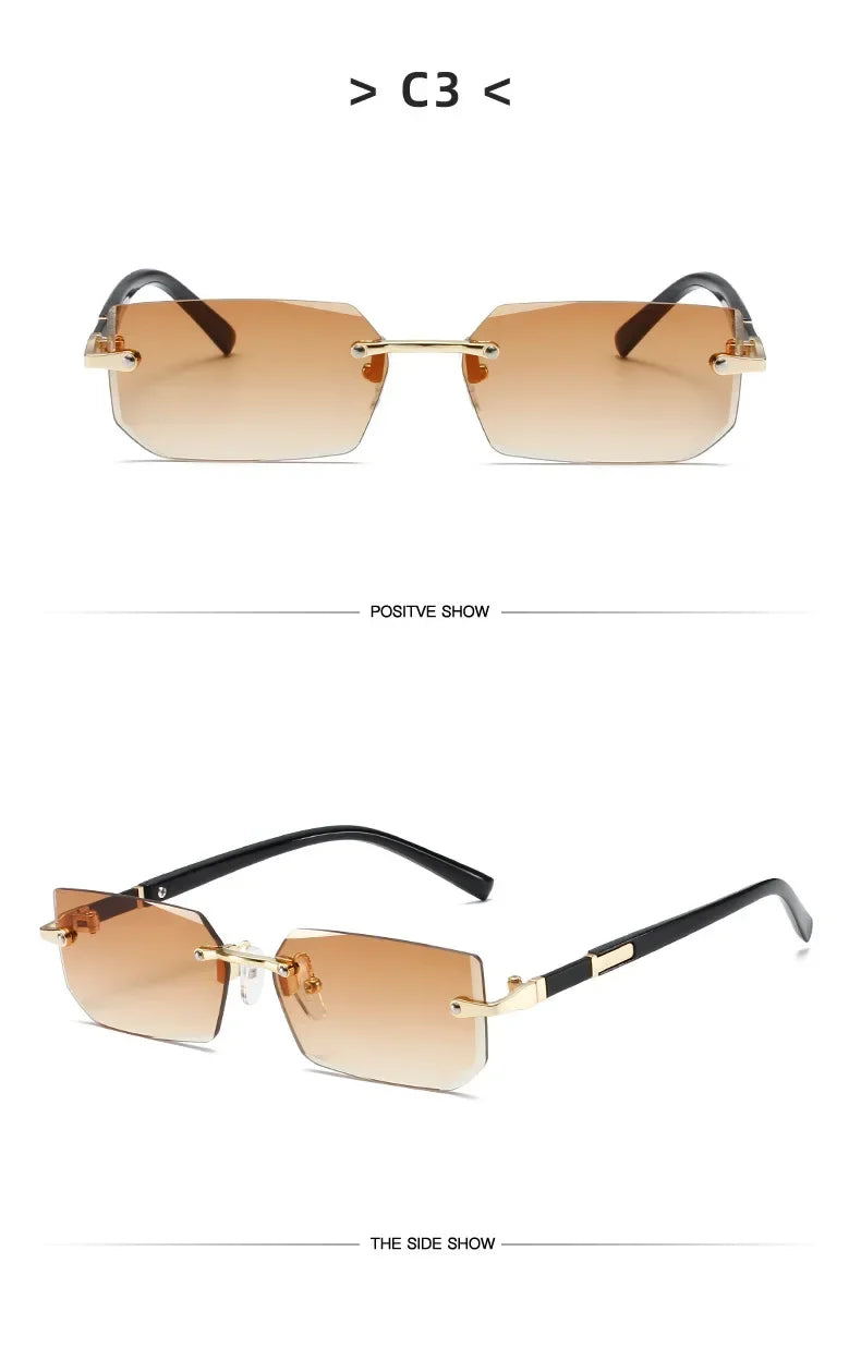 Rimless Square Sunglasses – Blue Light Protection – Elegant Men's Accessory | Accessorio Uomo Elegante