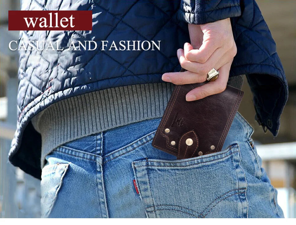 Genuine Leather Slim Wallet Men Minimalist RFID Design – Elegant Men's Accessory | Accessorio Uomo Elegante