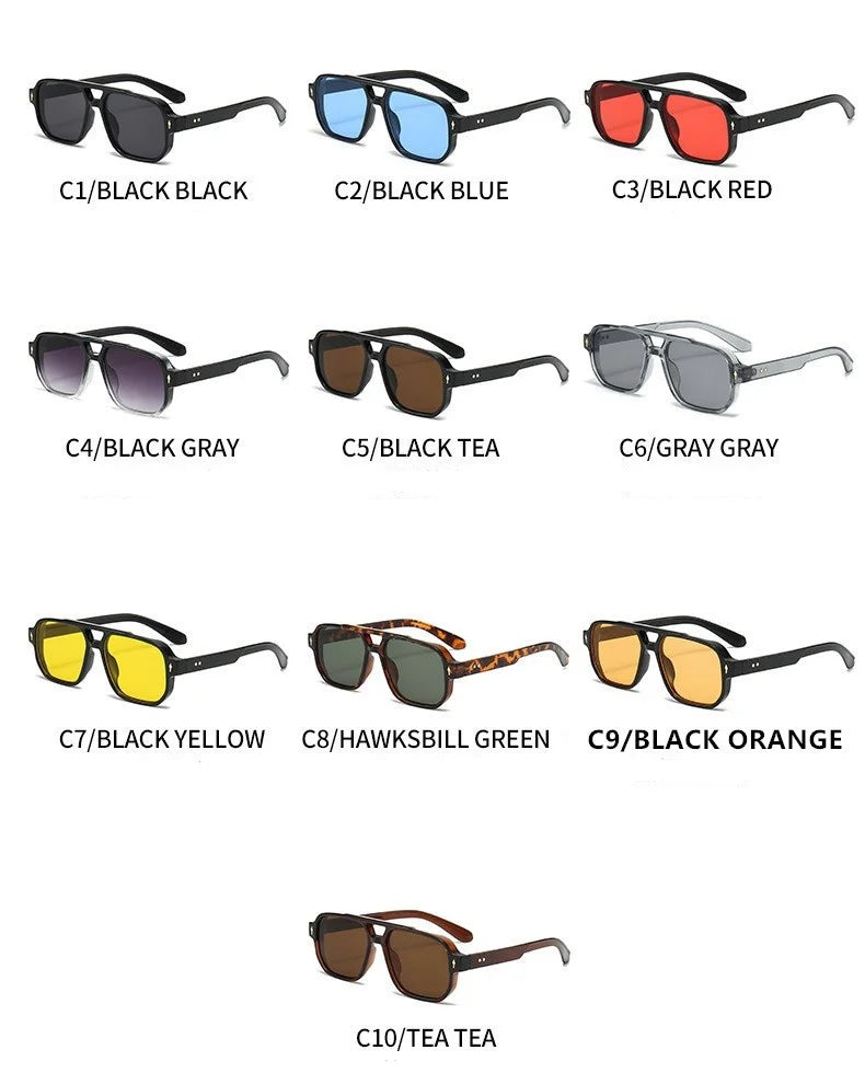 DRAVEN — Retro Double Bridge Sunglasses – Luxury Rivet Design