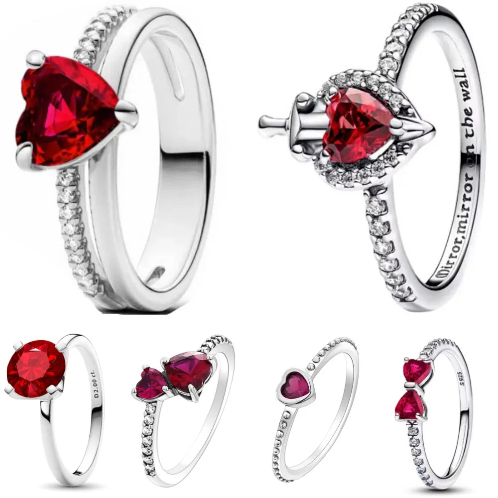 DRAVEN — Silver Red Bow Heart Ring