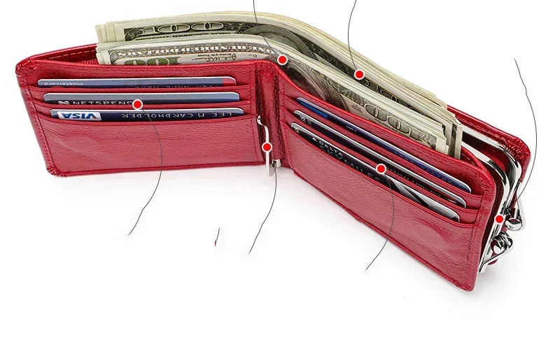 Luxury Genuine Leather Wallet Women Short Clip Purse – Elegant Men's Accessory | Accessorio Uomo Elegante