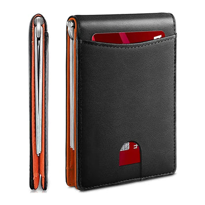 Slim Leather Money Clip Wallet Men RFID Bifold Design – Elegant Men's Accessory | Accessorio Uomo Elegante