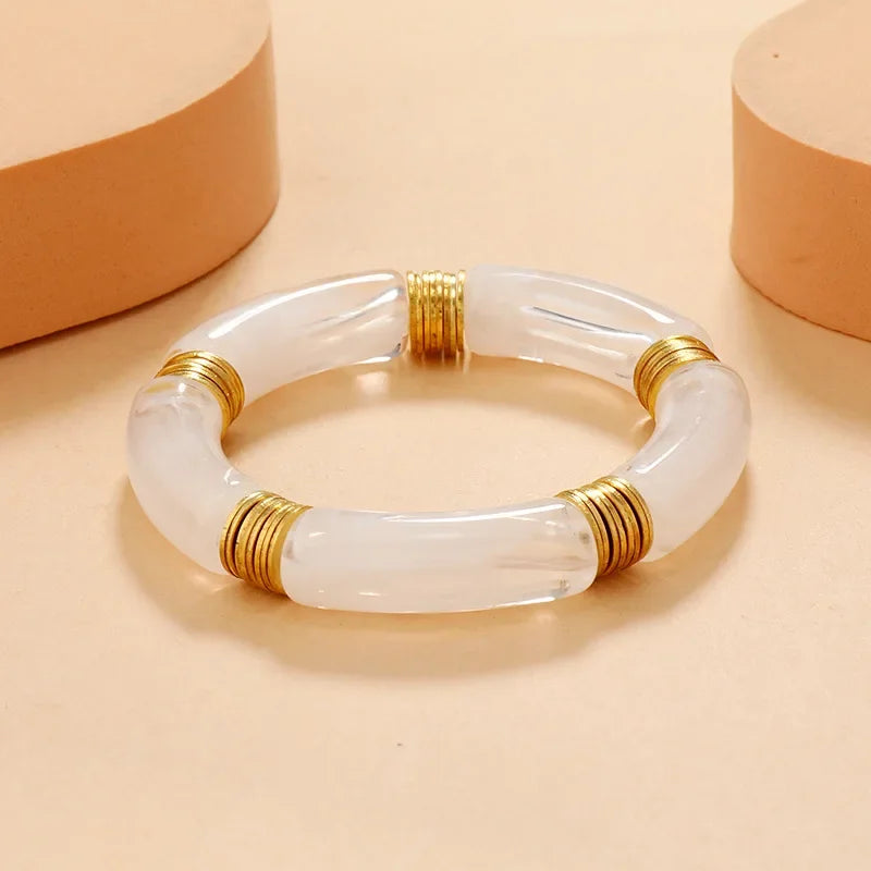 Retro Resin Stretch Bracelet – Elegant Men's Accessory | Accessorio Uomo Elegante