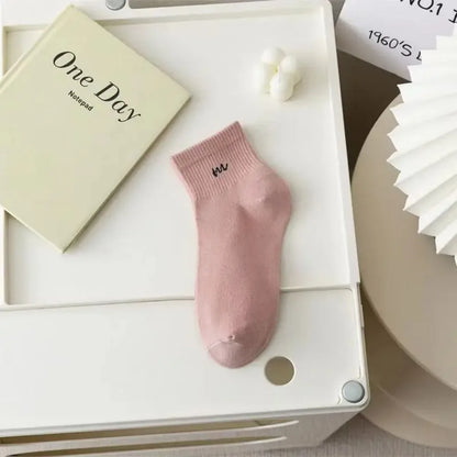 5 Pairs Letter Print Short Socks – Soft & Breathable