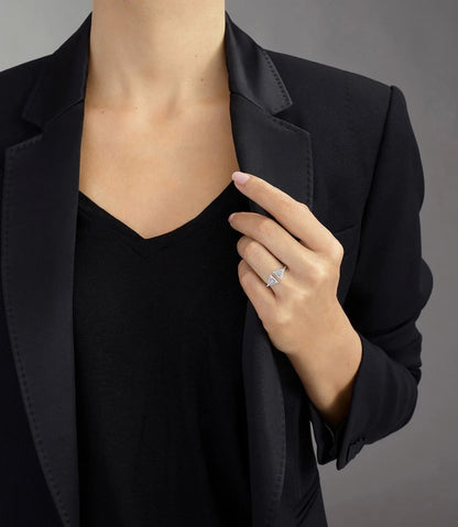 18K Gold Geometric Zircon Ring