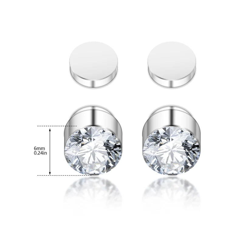 Magnetic Zircon Stud Earrings – Elegant Men's Accessory | Accessorio Uomo Elegante